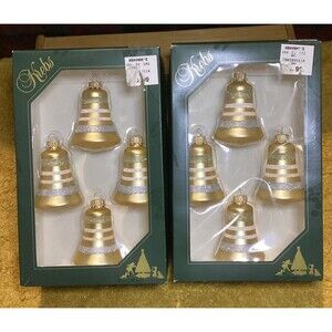 KREBS Glass Christmas Ornaments Tiffany Chiffon Matte Bells Glitter Stripes